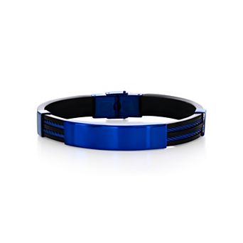 Men's Metallo Stainless Steel Silicone ID Bar Bracelet
