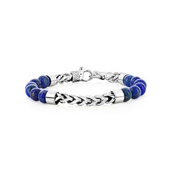 Men's Metallo Stainless Steel Chain & Stone Bead Bracelet