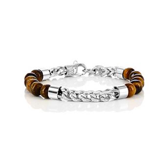 Men's Metallo Stainless Steel Chain & Stone Bead Bracelet