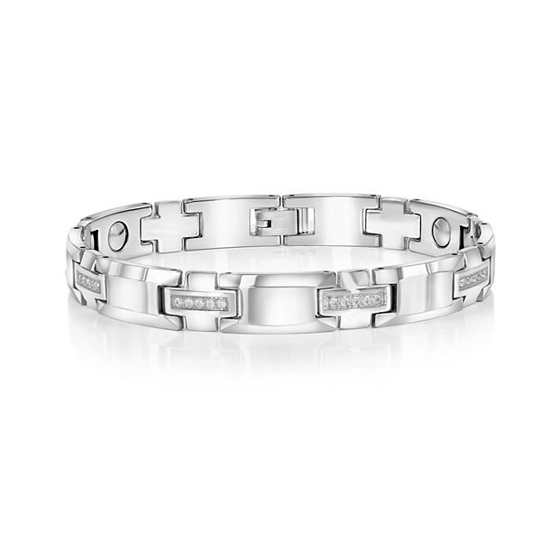Men's Metallo Magnetic Tungsten Cubic Zirconia Bracelet