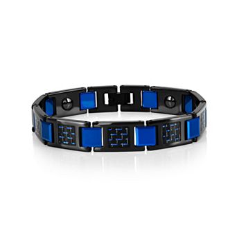 Men's Metallo Blue Plated Tungsten Bracelet