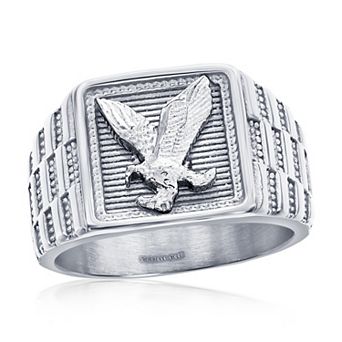Men's Metallo Stainless Steel Square Eagle Ring