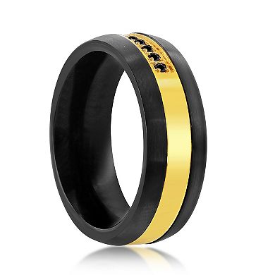 Men's Metallo Black Tungsten & Black Cubic Zirconia Ring