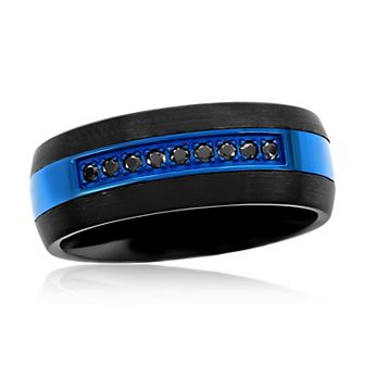 Men's Metallo Black Tungsten & Black Cubic Zirconia Ring