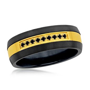Men's Metallo Black Tungsten & Black Cubic Zirconia Ring