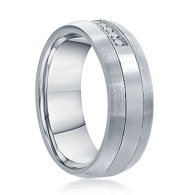 Men's Metallo 8 mm Tungsten Cubic Zirconia Ring