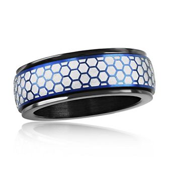 Men's Metallo Black-Plated Stainless Steel Honeycomb Spinner Ring