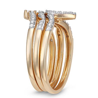 LeRose by Lexi and Rose 10k Gold 1/4 Carat T.W. Lab-Grown Diamond Stack Ring