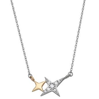 LeRose by Lexi and Rose Two Tone 10k Gold Diamond Accent Stars Necklace