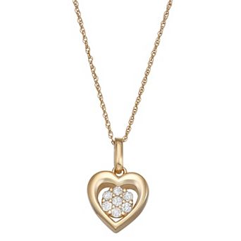 LeRose by Lexi and Rose 10k 1/8 Carat T.W. Diamond Heart Pendant Necklace