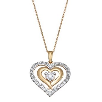 LeRose by Lexi and Rose 10k 1/4 Carat T.W. Lab-Grown Diamond Double Heart Pendant Necklace