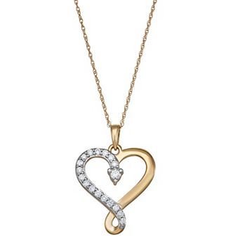 LeRose by Lexi and Rose 10k 1/4 Carat T.W. Lab-Grown Diamond Heart Pendant Necklace