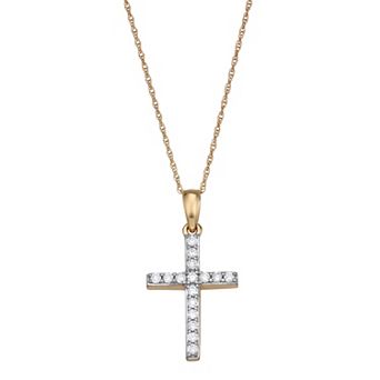 LeRose by Lexi and Rose 10k Gold 1/5 Carat T.W. Lab-Grown Diamond Cross Pendant Necklace