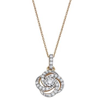 LeRose by Lexi and Rose 10k Gold 1/4 Carat T.W. Lab-Grown Diamond Knot Pendant Necklace