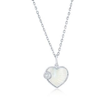 Argento Bella Sterling Silver Mother-Of-Pearl & Cubic Zirconia Heart Necklace