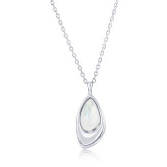 Argento Bella Sterling Silver Mother-Of-Pearl Geometric Pendant Necklace