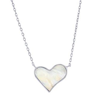 Argento Bella Sterling Silver Mother-Of-Pearl Heart Necklace