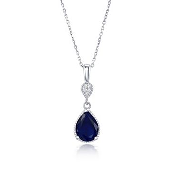 Argento Bella Sterling Silver Diffused Sapphire & White Topaz Pendant Necklace