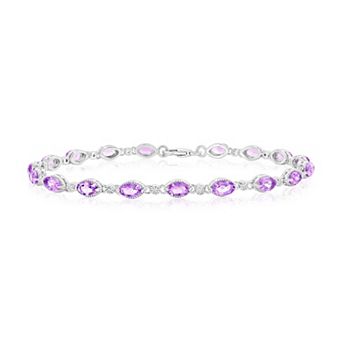 Argento Bella Sterling Silver Oval Amethyst and White Topaz Bracelet