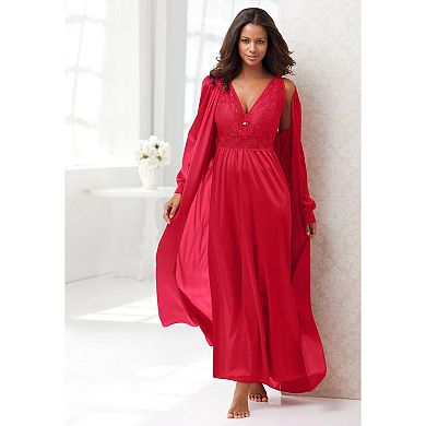 Amoureuse Plus Size Peignoir 2-Piece Tricot Gown & Robe