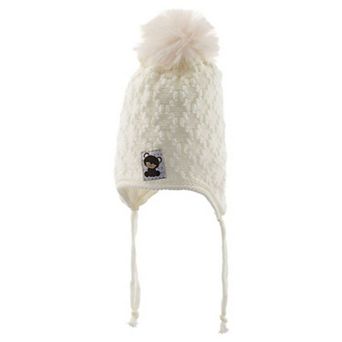 Infant & Toddler Knitted Winter Beanie with Furry Lined Earflaps For Girls