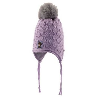 Infant & Toddler Knitted Winter Beanie with Furry Lined Earflaps For Girls