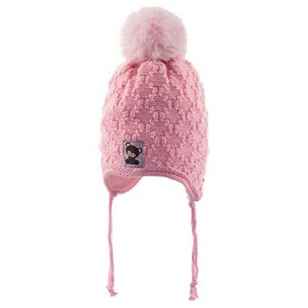Infant & Toddler Knitted Winter Beanie with Furry Lined Earflaps For Girls