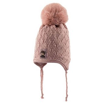 Infant & Toddler Knitted Winter Beanie with Furry Lined Earflaps For Girls