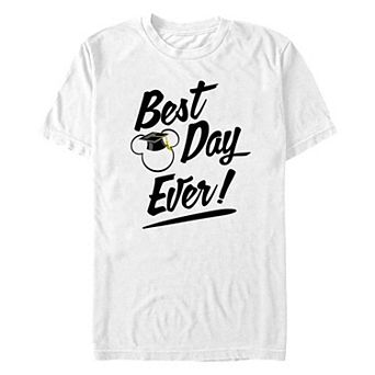 Disney's Mickey Mouse Graduation Cap Best Day Ever Men's Graphic Tee