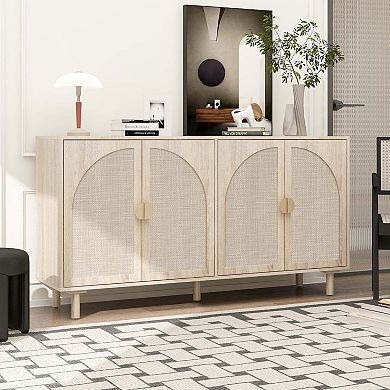 Mondawe 4 Doors Cabinet, Flexible Adjustable Storage Cabinet Made Of Rattan Weaving