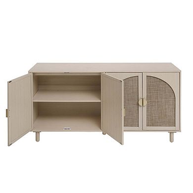 Mondawe 4 Doors Cabinet, Flexible Adjustable Storage Cabinet Made Of Rattan Weaving