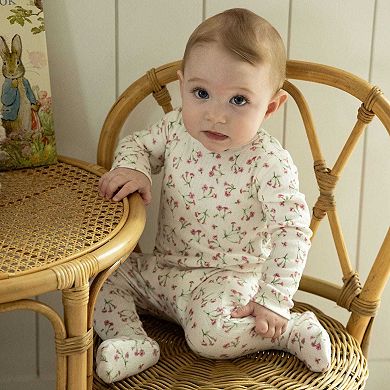 Baby and Toddler Girls "Full Bloom" Floral Pointelle Footie