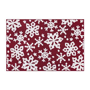 St. Nicholas Square® Supersoft Snowflakes Runner or Throw Rug