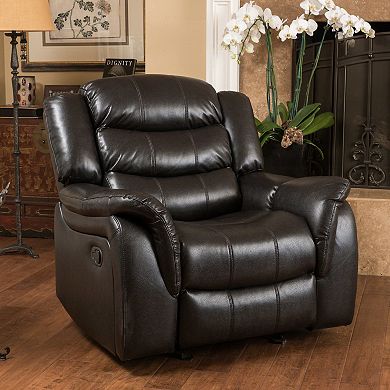Merax Classic Design Recliner, Black Berry PU Upholstery Recliner, Glider Recliner