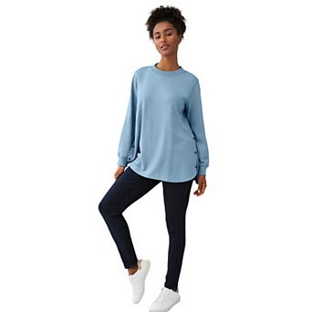 ellos Plus Size Curved Hem Sweatshirt Tunic With Side Snaps