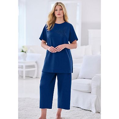 Dreams & Co. Plus Size Dreams & Co 2-Piece Applique Capri