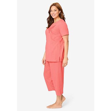 Dreams & Co. Plus Size Dreams & Co 2-Piece Applique Capri