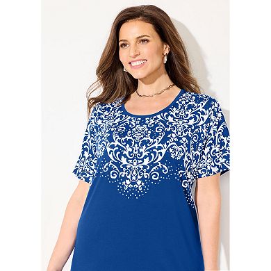 Catherines Women's Plus Size Dolman Sleeve Printed Tunic