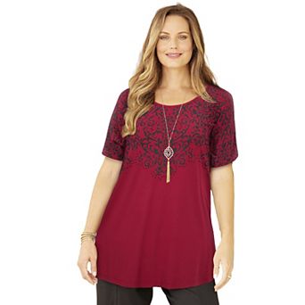 Catherines Women's Plus Size Dolman Sleeve Printed Tunic