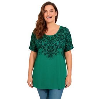 Catherines Women's Plus Size Dolman Sleeve Printed Tunic