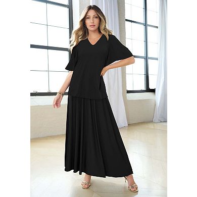 Roaman's Women's Plus Size Flutter Sleeve Ultrasmooth Fabric Tee