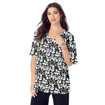 Roaman's Women's Plus Size Flutter Sleeve Ultrasmooth Fabric Tee