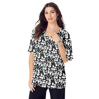 Roaman's Women's Plus Size Flutter Sleeve Ultrasmooth Fabric Tee