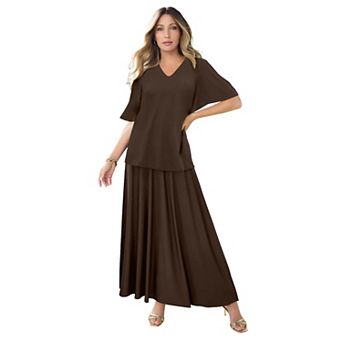 Roaman's Women's Plus Size Flutter Sleeve Ultrasmooth Fabric Tee