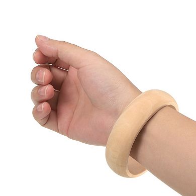 Wooden Bangle Bracelet, 10Pcs Log Retro Macrame Rings, Unfinished Smooth Wood Circle for Crafts