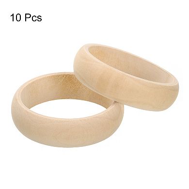 Wooden Bangle Bracelet, 10Pcs Log Retro Macrame Rings, Unfinished Smooth Wood Circle for Crafts