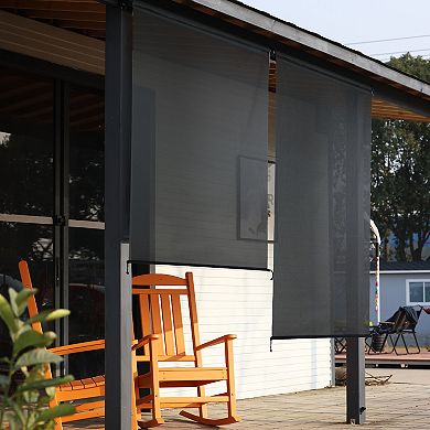 Aoodor 5% Openness Cordless Solar Fabric Roller Shade, Sun Shade for Outdoor Gazebo or Pergola