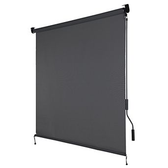 Aoodor 5% Openness Cordless Solar Fabric Roller Shade, Sun Shade for Outdoor Gazebo or Pergola