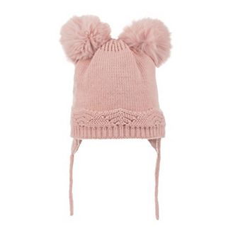Infant & Toddler Knitted Winter Beanie with Pompom "Ears" For Girls