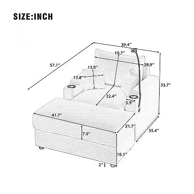 Merax 41.7" Modern Style Single Couch with Storage Ottoman
